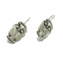E000723 Genuine sterling silver earrings Owl on hook solid 925 Empress